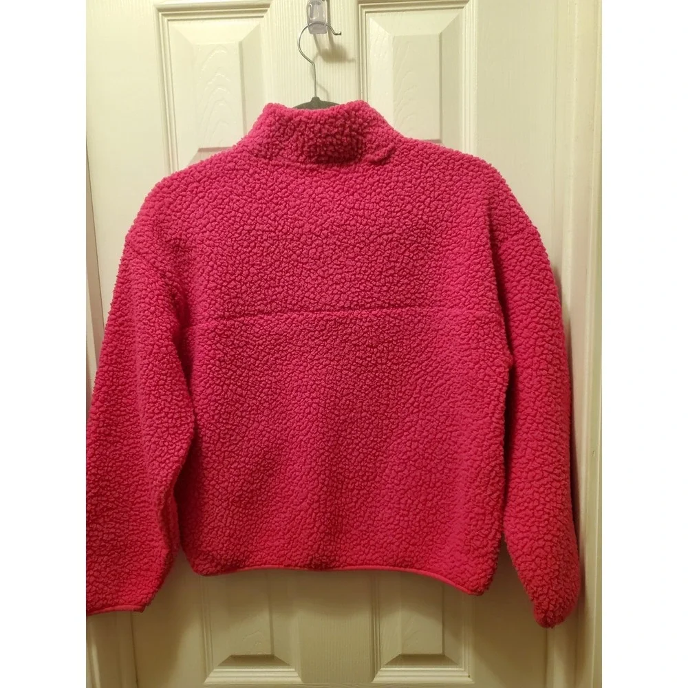 Gap Kids fleece Pullover Sweater sz XL 12 Bright Hot pink long sleeve pockets‎
